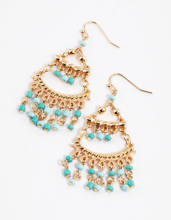 Gold Layered Bead Drop Earrings