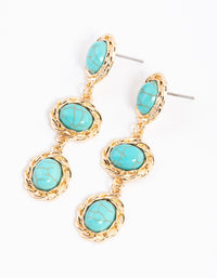 Gold Vintage Three Stone Drop Earrings - link has visual effect only