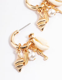 Gold Mixed Motif Beachy Hoop Earrings - link has visual effect only