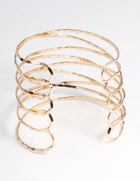 Gold Criss Cross Hammered Arm Cuff - link has visual effect only