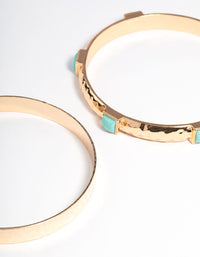 Gold Chunky Stone Bangle Bracelet Pack - link has visual effect only