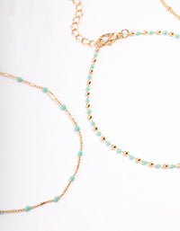 Gold Dainty Turquoise Anklet Pack - link has visual effect only