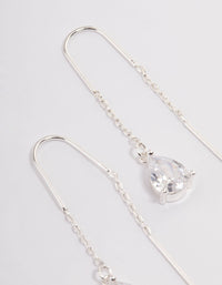 Silver Plated Cubic Zirconia Teardrop Threader Earrings - link has visual effect only