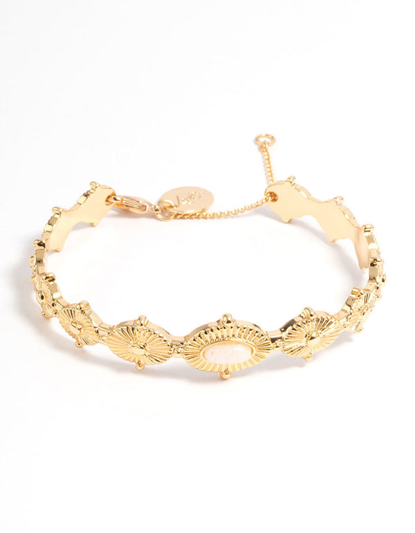 Gold Plated Detailed Cuff Bracelet