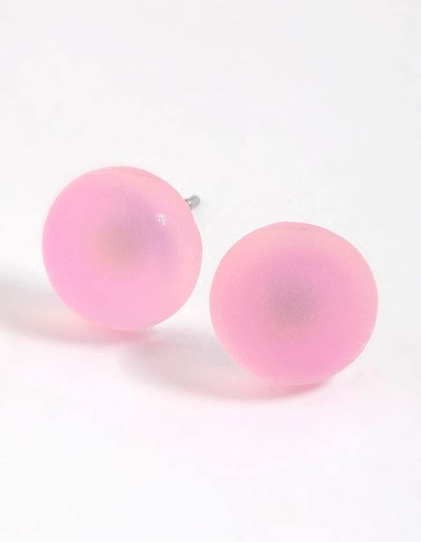 Pink Matte Bubble Stud Earrings