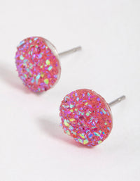 Pink Crackle Texture Stud Earrings - link has visual effect only