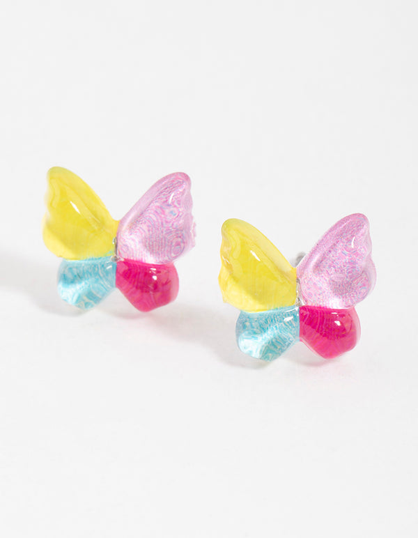 Resin Butterfly Stud Earrings