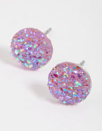 Pink Crackle Texture Stud Earrings - link has visual effect only