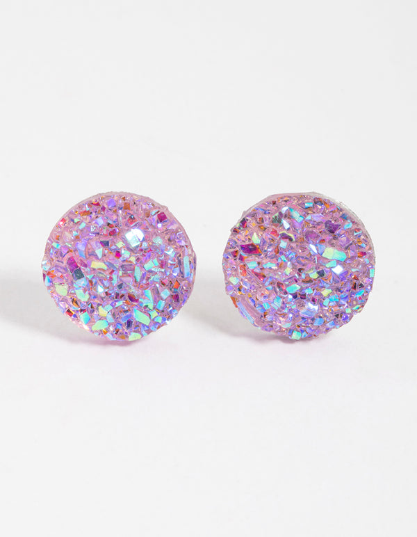 Pink Crackle Texture Stud Earrings