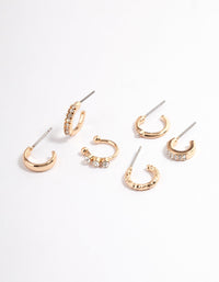 Gold Cute Marquise Stone Stack Earrings - link has visual effect only