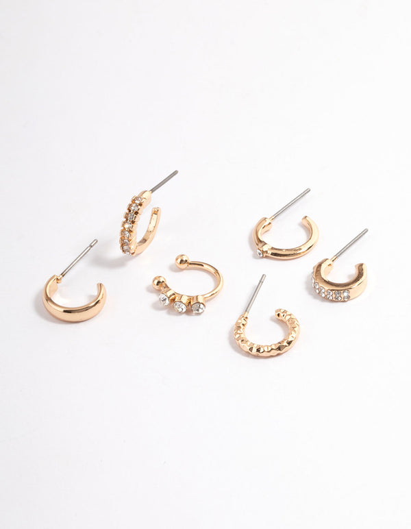 Gold Cute Marquise Stone Stack Earrings