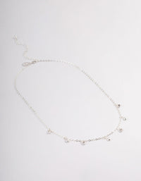 Silver Droplet Diamante & Pearl Necklace - link has visual effect only