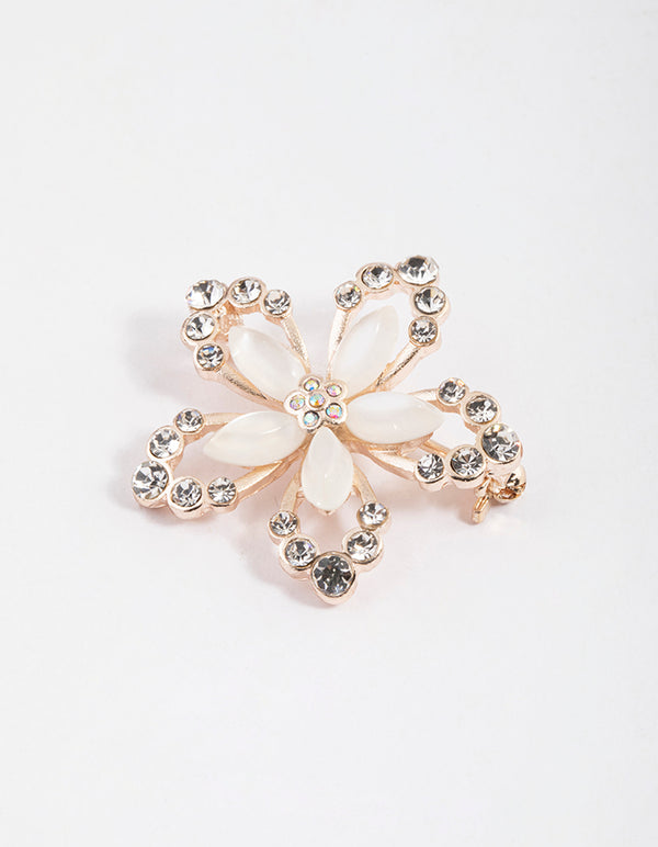 Rose Gold Pretty Open Flower Brooch