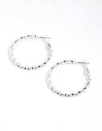 Silver Classic Twist Hoop Earrings - link has visual effect only