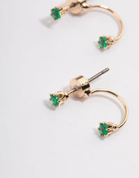 Gold & Emerald Green Diamante Jacket Earrings - link has visual effect only