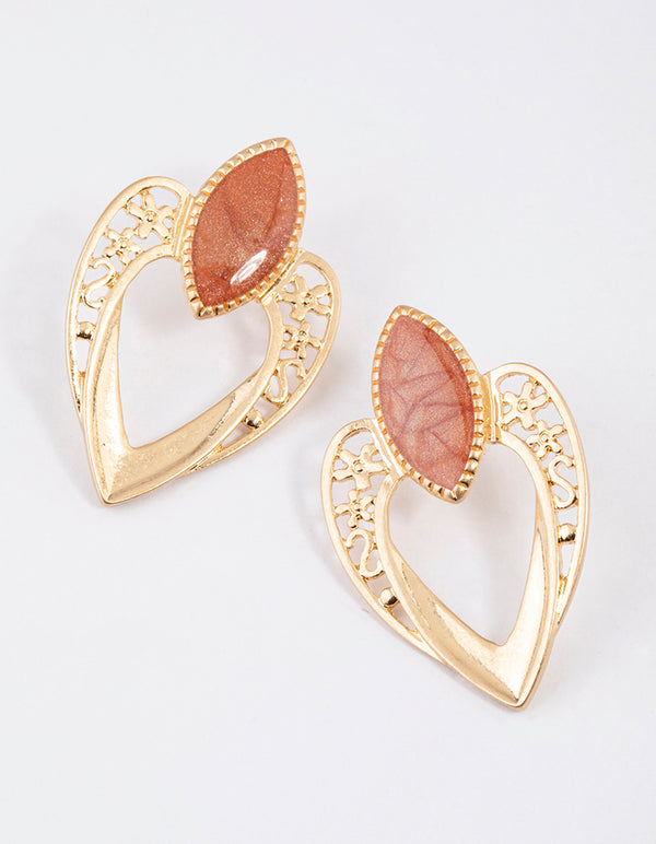 Gold Western Mosaic Earrings