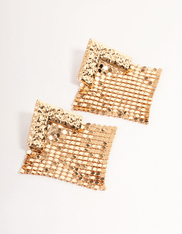 Gold Textured Statement Earrings