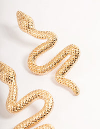 Gold Curved Snake Drop Earrings - link has visual effect only