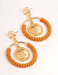 Gold Wrapped Coin Drop Earrings - link has visual effect only