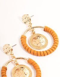 Gold Wrapped Coin Drop Earrings - link has visual effect only