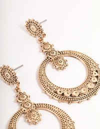 Gold Western Ring Drop Earrings - link has visual effect only