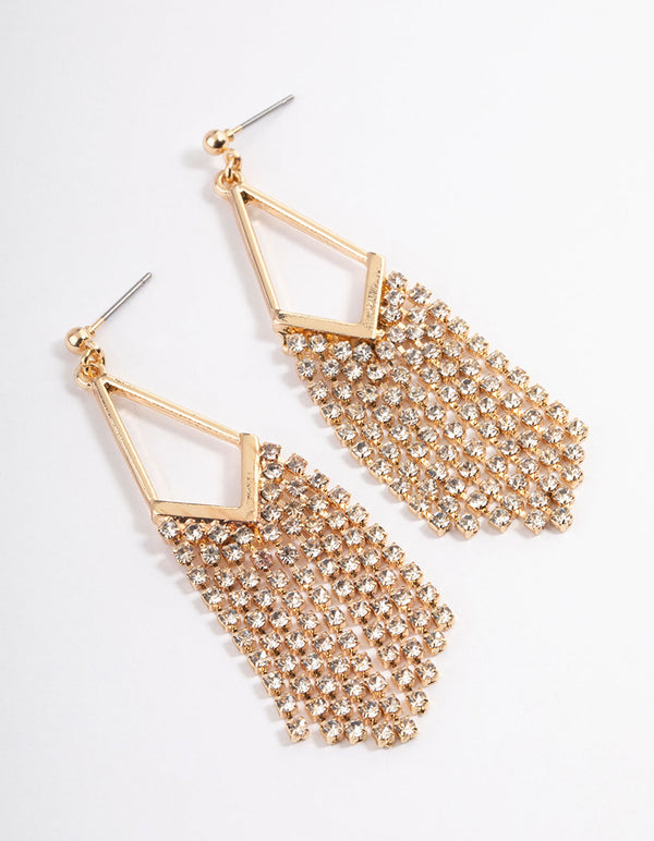 Gold Bling Tassel Dangle Earrings