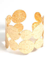 Gold Textured Disc Cuff Bracelet - link has visual effect only