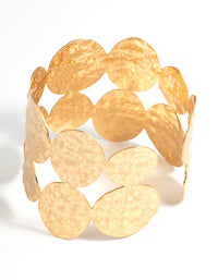 Gold Textured Disc Cuff Bracelet - link has visual effect only