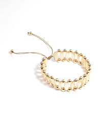 Gold Oval Beaded Bolo Bracelet - link has visual effect only