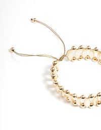 Gold Oval Beaded Bolo Bracelet - link has visual effect only