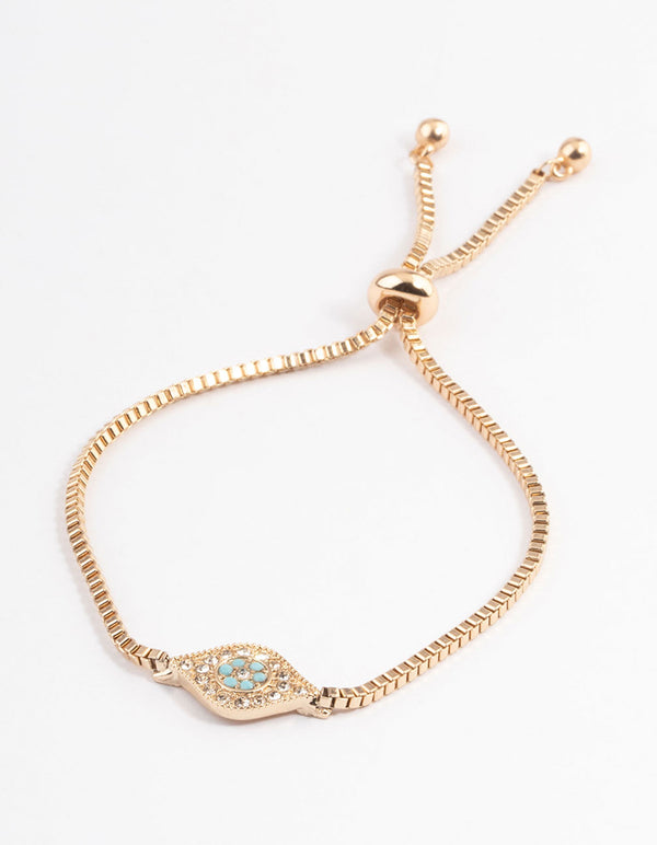 Gold Turquoise Western Bolo Bracelet