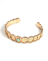 Gold Rounded Turqouise Cuff Bangle - link has visual effect only