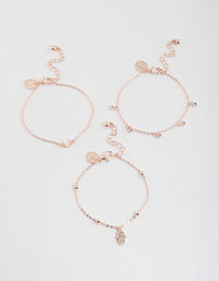 Rose Gold Diamante Fatima Bracelet Pack - link has visual effect only