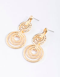 Gold Round Illusion Layer Drop Earrings - link has visual effect only