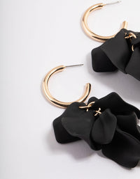 Black Coated Petal Huggie Drop Earrings - link has visual effect only