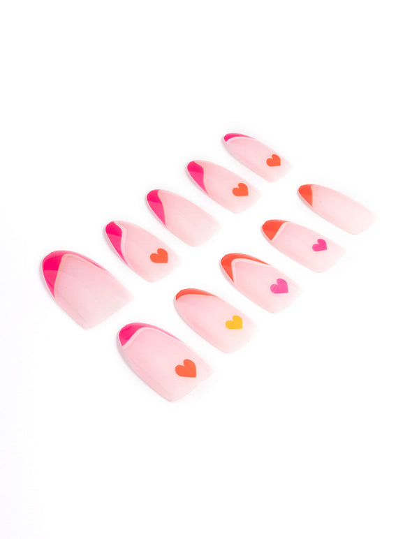 Bright Plastic Multi Heart Press On Nails