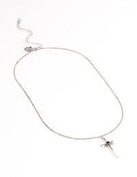 Antique Silver Gothic Cross Necklace - link has visual effect only