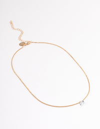 Gold Single Cubic Zirconia Box Chain Necklace - link has visual effect only