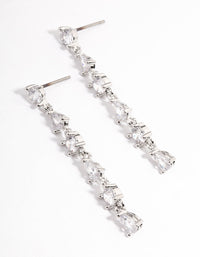 Silver Cubic Zirconia Mixed Stone Drop Earrings - link has visual effect only