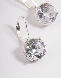 Silver Cubic Zirconia Mega Stone Huggie Earrings - link has visual effect only