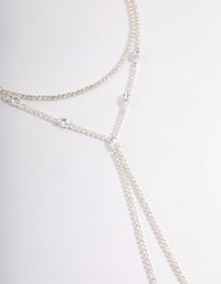 Silver Cubic Zirconia Double Row Spilt Y-Necklace - link has visual effect only