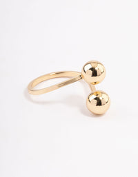 Gold Plated Double Ball Ring - link has visual effect only