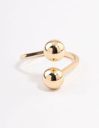 Gold Plated Double Ball Ring - link has visual effect only