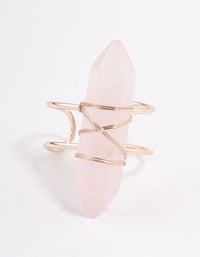 Rose Gold Semi Precious Pink Stone Ring - link has visual effect only