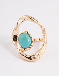 Gold Abstract Turquoise Ring - link has visual effect only