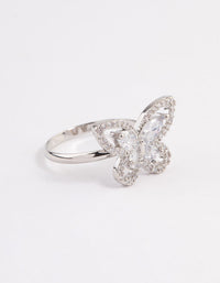 Silver Sparkling Butterfly Cocktail Ring - link has visual effect only