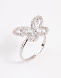 Silver Sparkling Butterfly Cocktail Ring - link has visual effect only