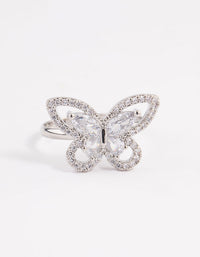 Silver Sparkling Butterfly Cocktail Ring - link has visual effect only