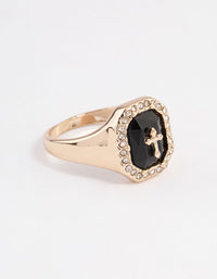 Black Cross Signet Ring - link has visual effect only