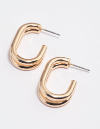 Gold Double Row Oval Hoop Earrings - link has visual effect only